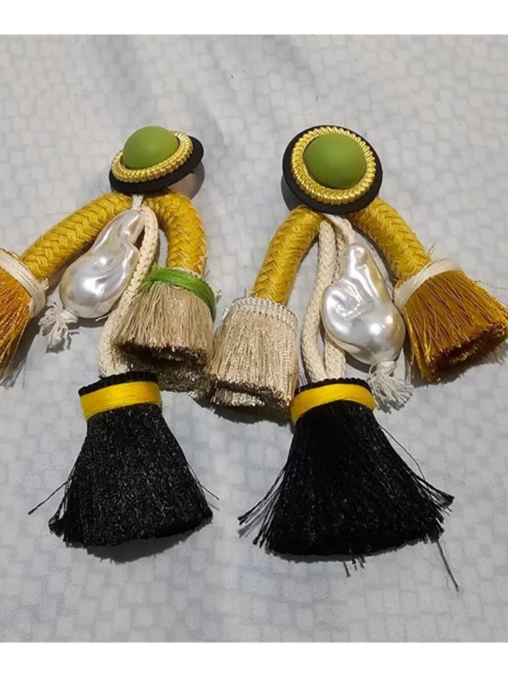 Tasel Earrings, Unbranded Green/Yellow